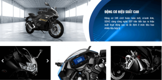 Danh mục xe mô tô trong website của Suzuki